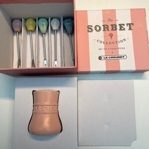 NEW in box LE CREUSET Set of 6 Food Pick Warm Palette - Natural Pink matte